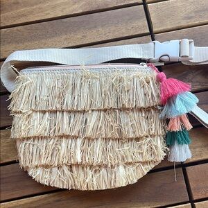 Jungalow vacation straw Fanny pack with tassels target